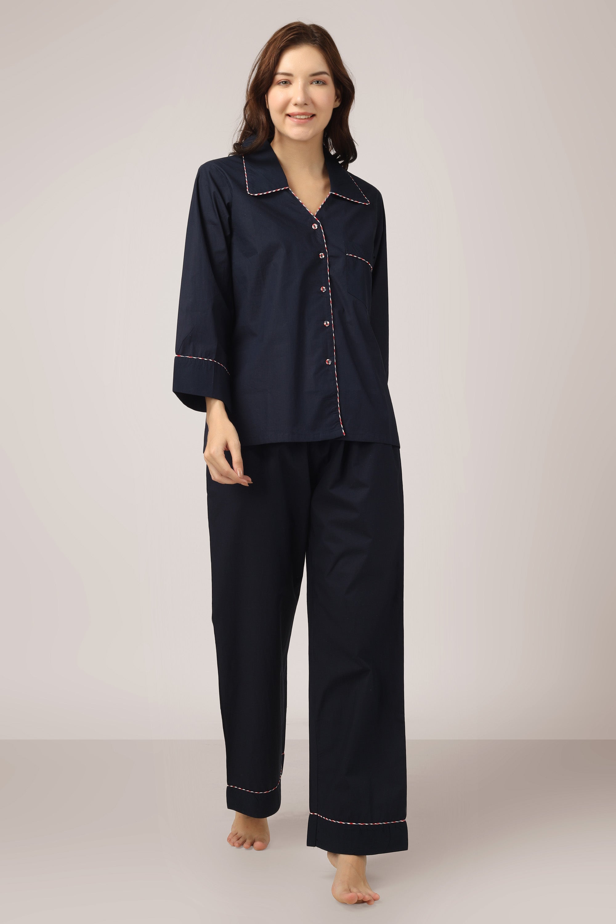 Womens navy pyjamas hot sale