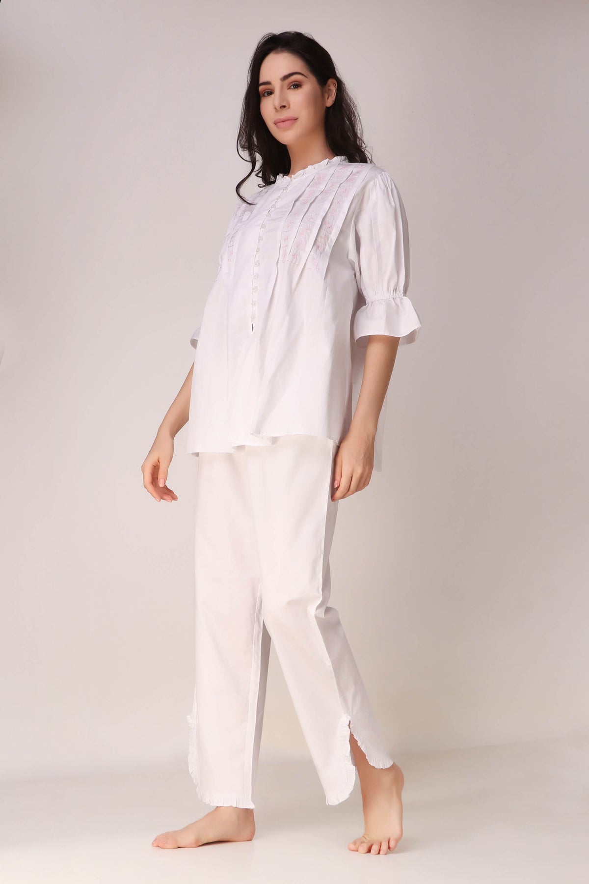 Elegant white Trudy pyjama suit for comfortable loungewear.