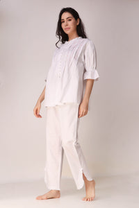 Elegant white Trudy pyjama suit for comfortable loungewear.
