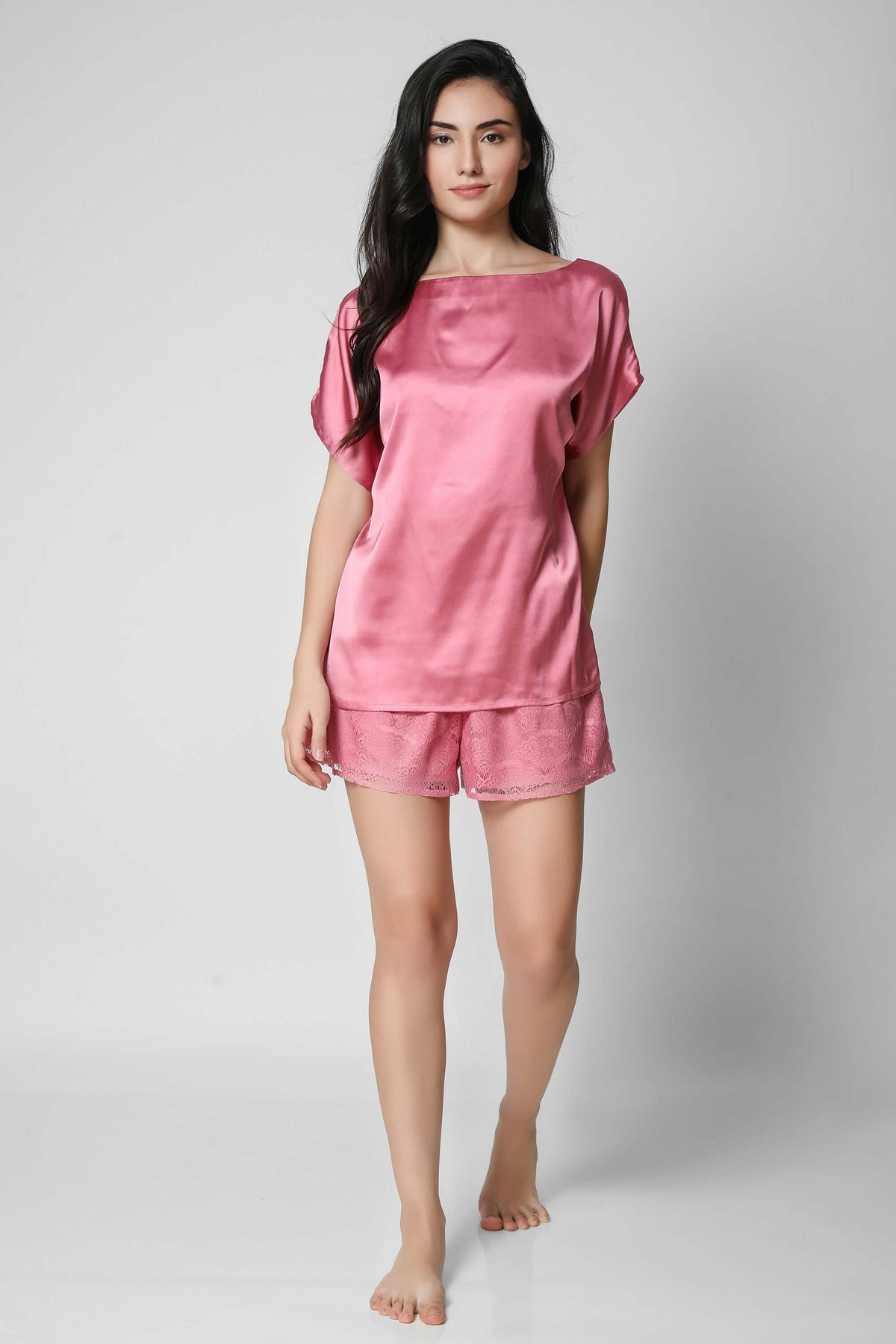 Roxxy pink net shorts and top set for stylish comfort.
