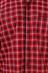 Aldo men's pyjama suit in red plaid pattern with buttons.
