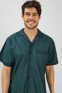 Aldo men's pyjama suit in stylish green patterned design.