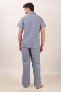Men's striped pyjama suit by Aldo, back view showcasing stylish design.