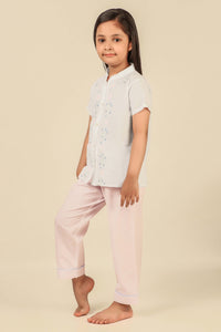 "Princess Cindy Pyjama Suit for girls in soft pastel colors."