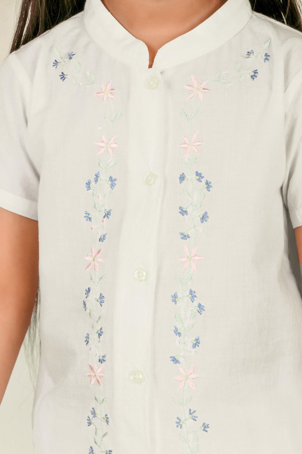 Princess Cindy Pyjama Suit featuring delicate floral embroidery design.