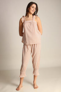 Haylee Pyjama Suit with checkered pattern, comfortable and stylish loungewear.