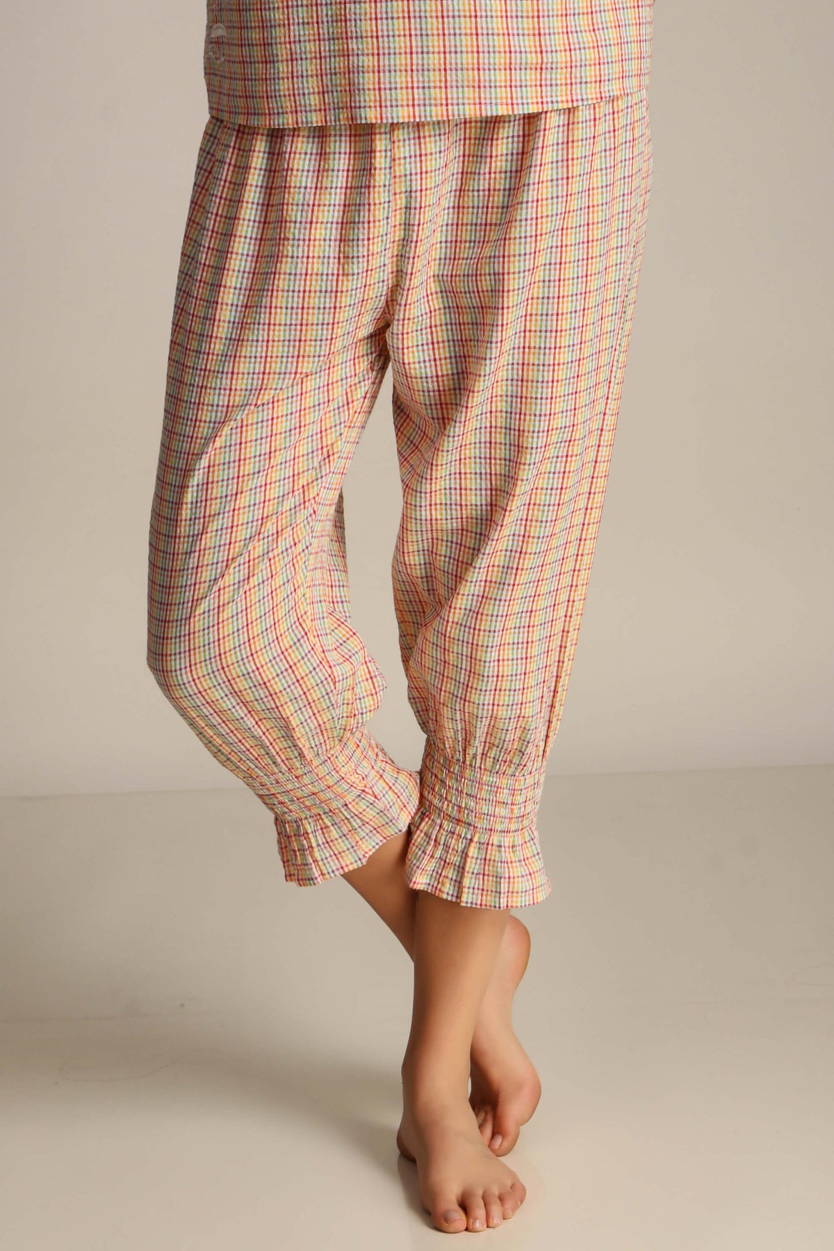 Haylee Pyjama Suit in colorful checkered pattern, perfect for cozy nights.