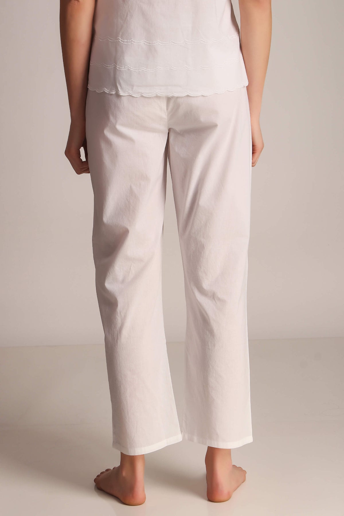 Vanessa embroidered pyjama suit, back view, comfortable loungewear.