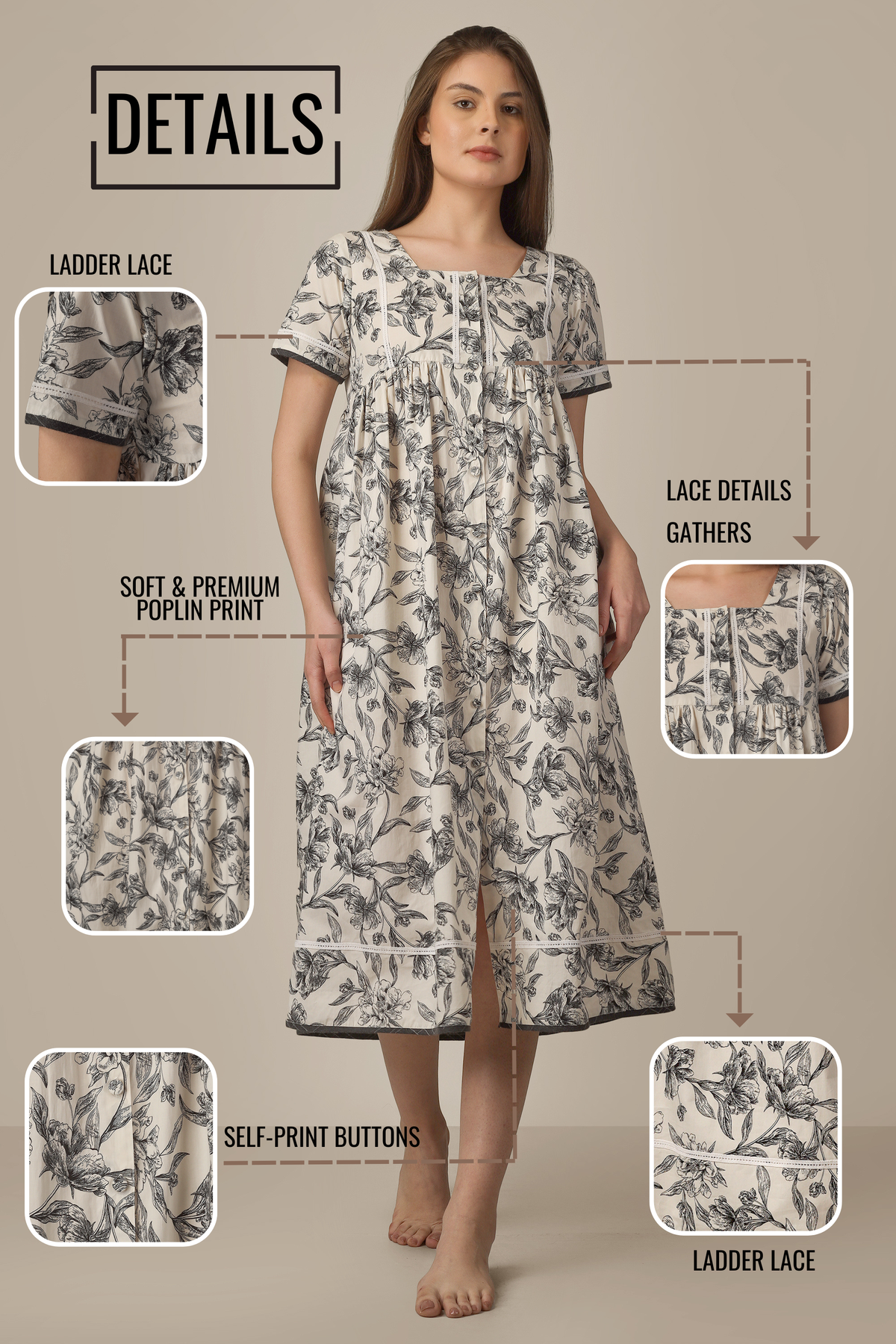 Eliza, Front Open Dress