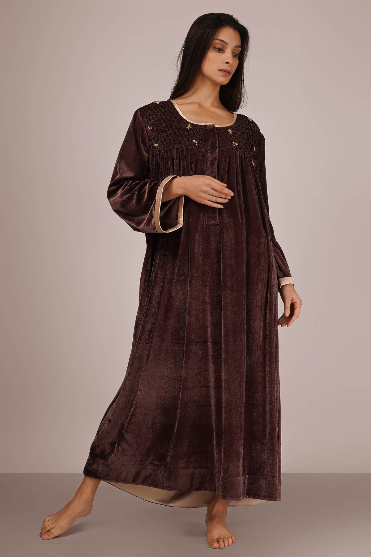 Agatha, Velvet Smocked dress