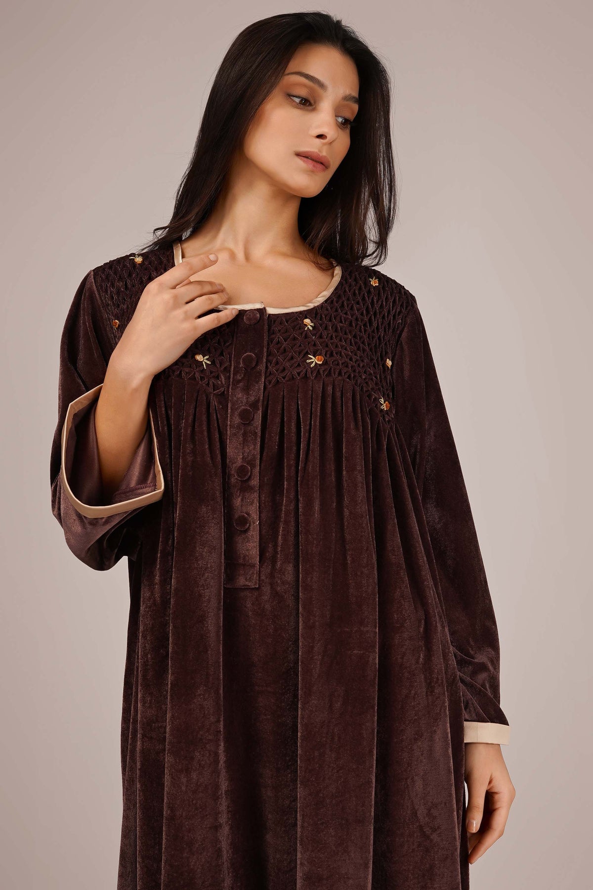 Agatha, Velvet Smocked dress