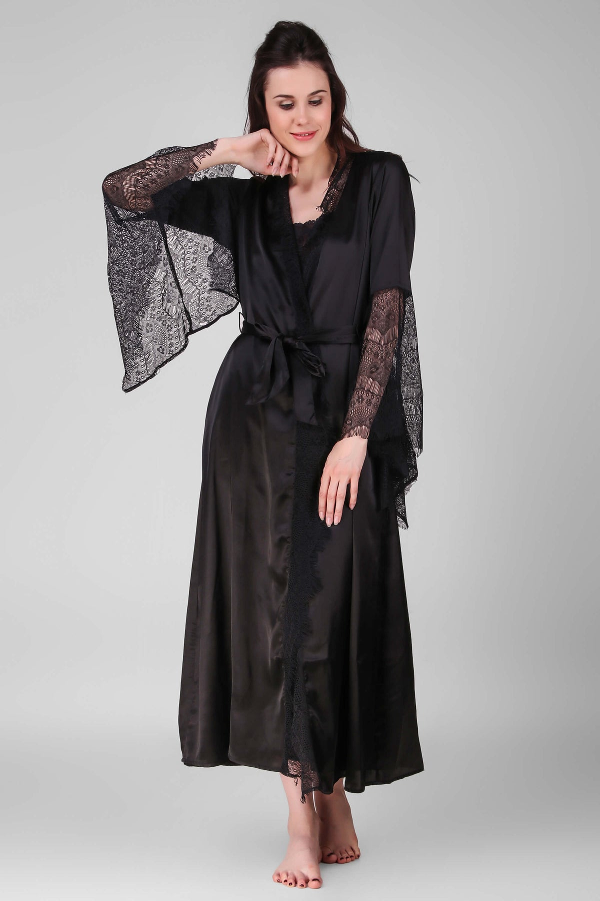 HOT ! Girl Night Gown Black Purple Night Gown Satin Night Sets Satin Sheer Lace Night Gown Premium Soft Satin, Sleeveless, Size HOT ! Girl Night Gown Black Purple Night Gown Satin Night Sets Satin Sheer Lace Night Gown Premium Soft Satin, Sleeveless, Size