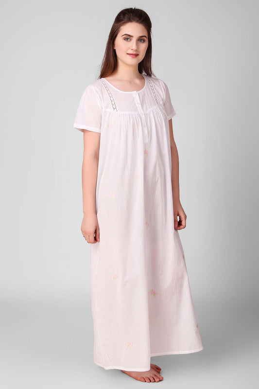Fay Nightdress featuring delicate embroidery and comfortable design.