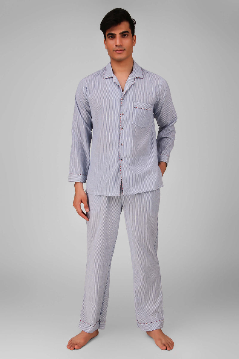 Max Men's Pyjama Suit in stylish striped design, perfect for comfort.