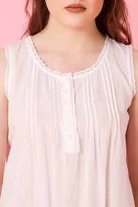 Jia Nightdress with pleats and button detail in soft fabric.