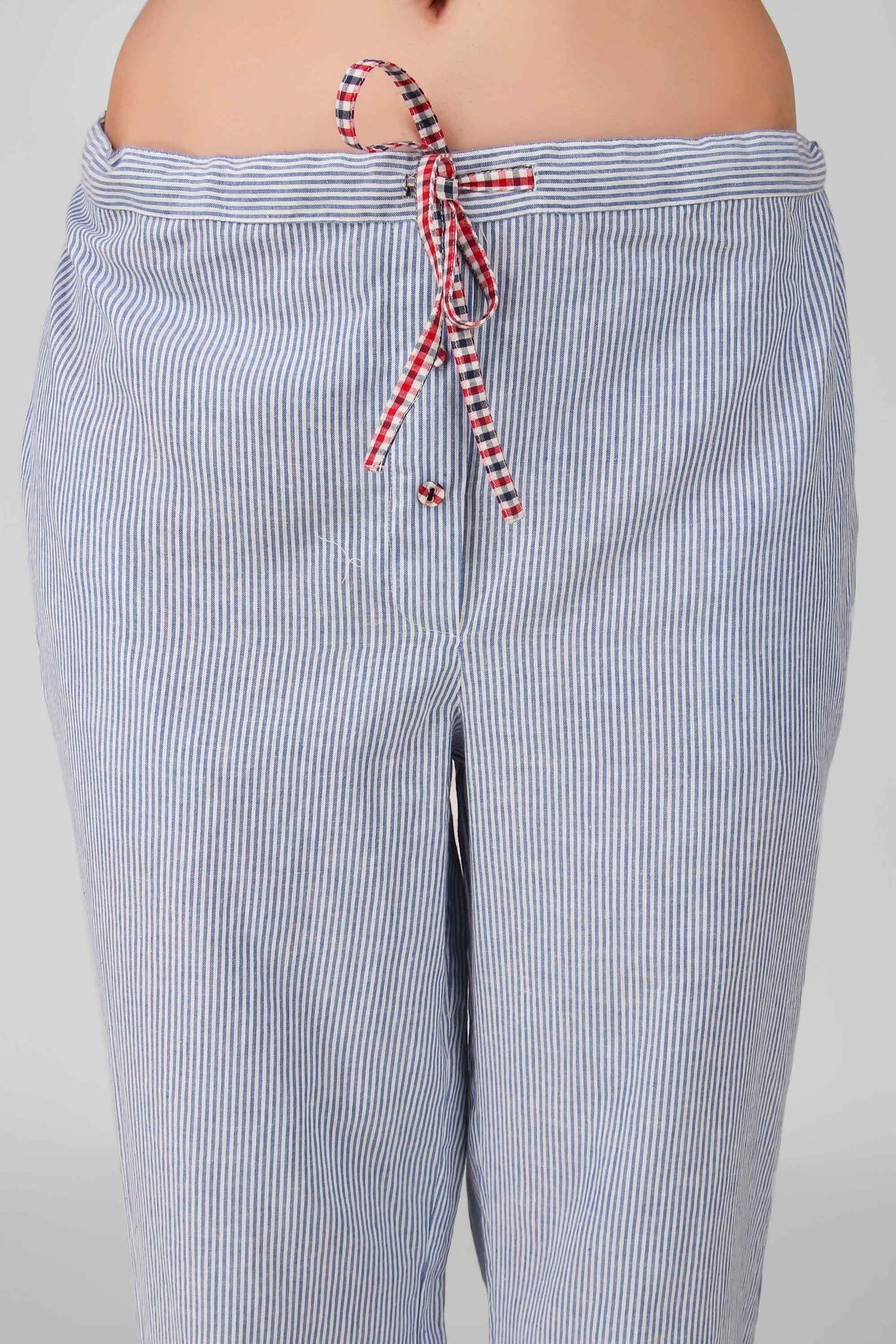 Max Women's Pyjama Suit with stylish striped trousers and bow tie.