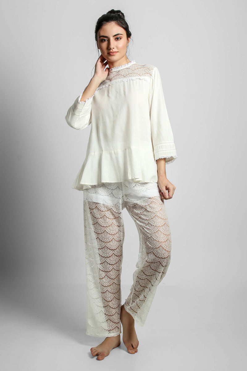 Georgina, Shorts & Lace Pyjama Suit