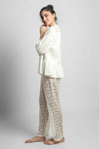 Georgina lace pyjama suit with shorts and elegant top, stylish sleepwear.