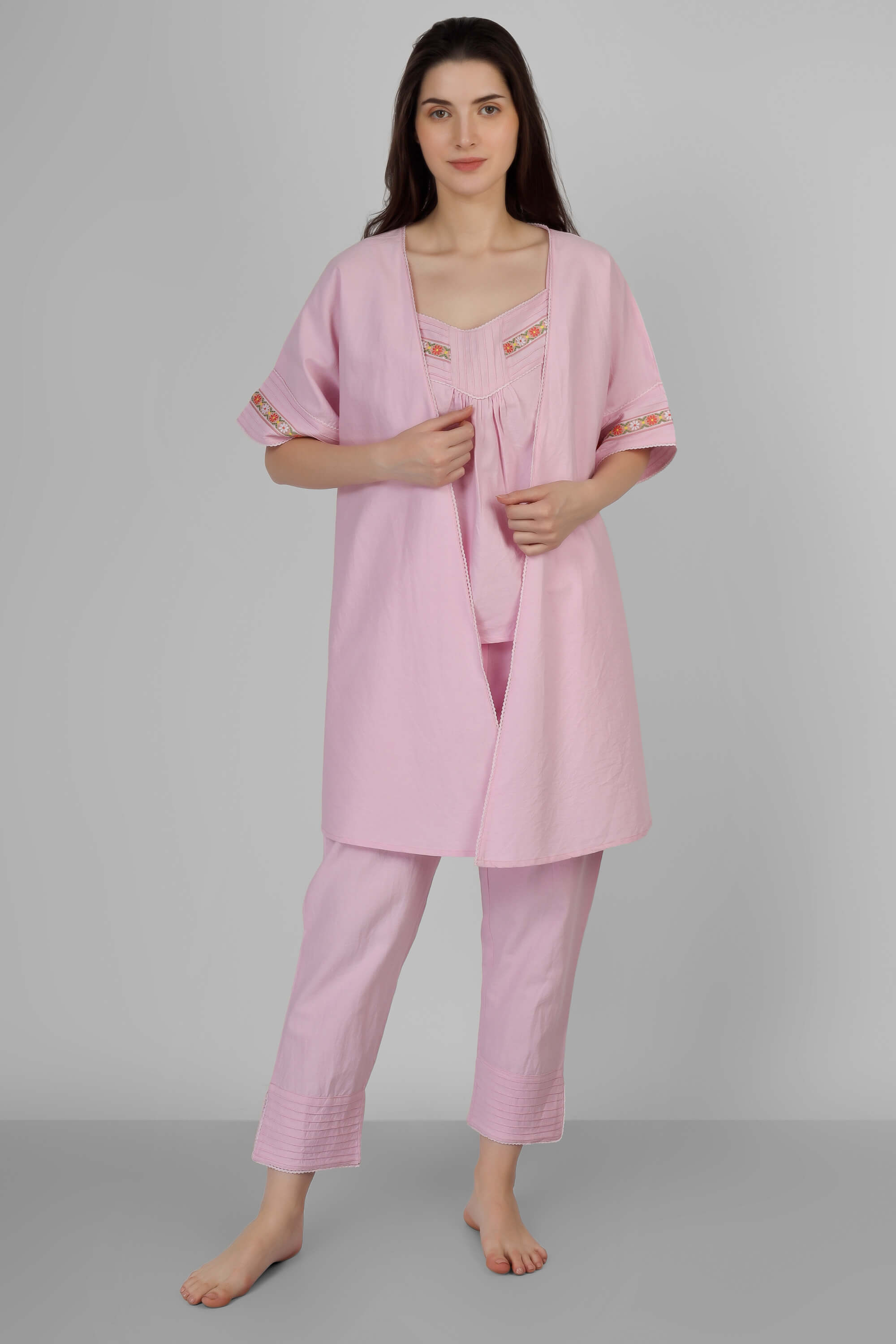 Zeyo Women's Cotton Dot Print Night Suit Set – Half Sleeve Shirt & Pyjama – Comfy Sleepwear & Loungewear