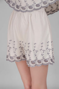 Cream floral embroidered Joyce romper for women.